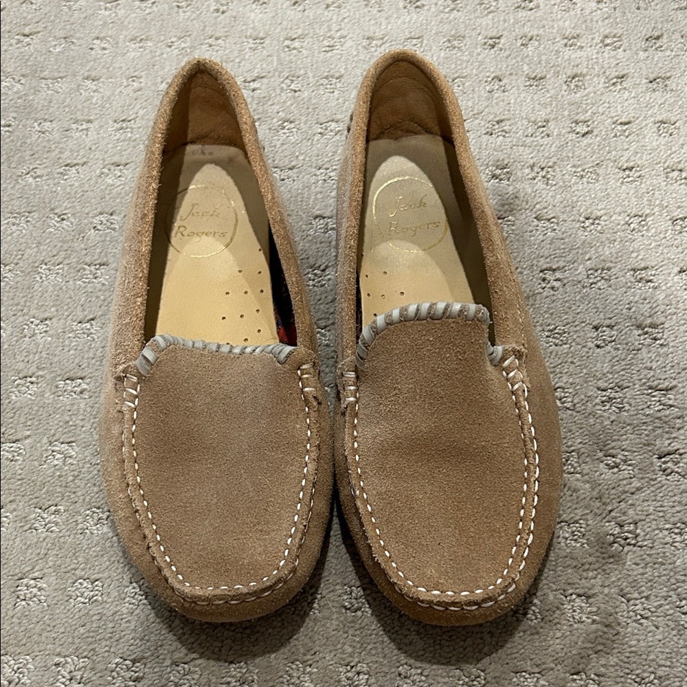 Jack Rogers Women’s Suede Taylor Loafers in Light Brown